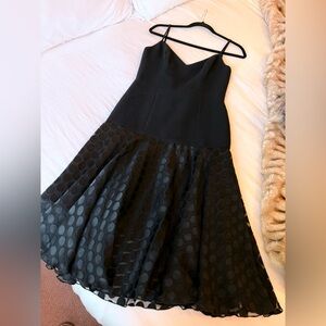 Black Halo Black Fit & Flare Polka Dot Chiffon Dress – Size 4